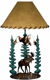 Hand-Painted Metal Art Moose Lamp