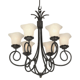 6 Light Wrought Iron Chandelier