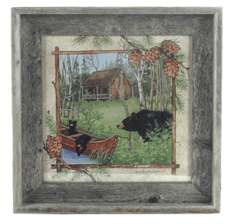 Log Cabin and Bears Print