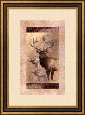 Majestic Elk with Mat and Frame