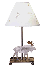 Moose Lamp with Pressed Foilage Shade