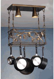 Pinecone Pot Rack with 2 Down Lights