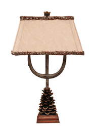 Double Arm Pinecone Lamp with Suede Shade