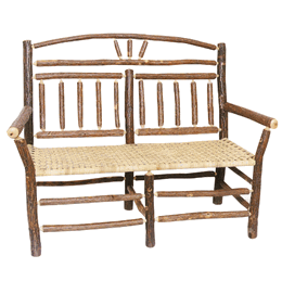 Rustic Settee with Cane Seat