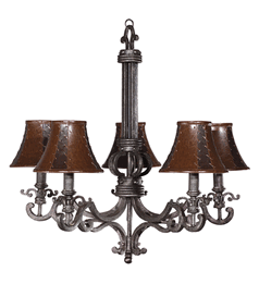 Wrought Iron Chandelier wirh Faux Leather Shades